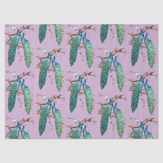 Pauwenserie ontwerp 6 lila tissuepapier (Voorkant)