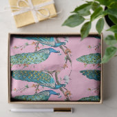 Pauwenserie ontwerp 6 Roze tissuepapier (Geschenk)