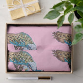 Pauwenserie ontwerp 9 Roze tissuepapier (Geschenk)