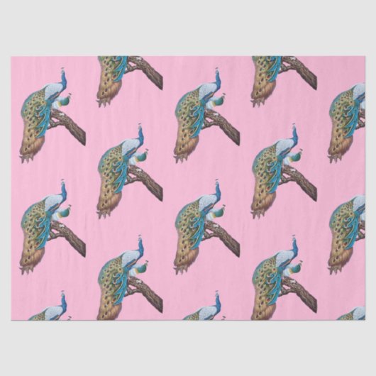 Pauwenserie ontwerp 9 Roze tissuepapier (Voorkant)