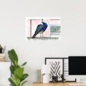 Pauwentuin Huis Raam Roze Aquarel Poster (Thuiskantoor)