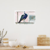 Pauwentuin Huis Raam Roze Aquarel Poster (Keuken)