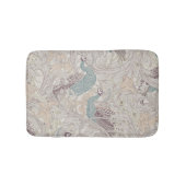 Pauwentuin in Beige Mauve Roze Eendenei Blauw Badmat (Voorkant)