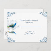 Pauwentuin in blauw en wit uitnodiging briefkaart (Voorkant / Achterkant)