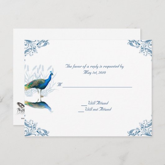 Pauwentuin in blauw en wit uitnodiging briefkaart (Voorkant / Achterkant)