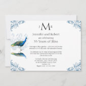 Pauwentuin in Blauwe Huwelijksverjaardag Kaart (Voorkant)