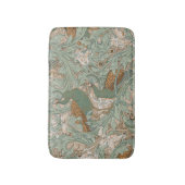 Pauwentuin in groenbeige mosterd badmat (Voorkant Verticaal)
