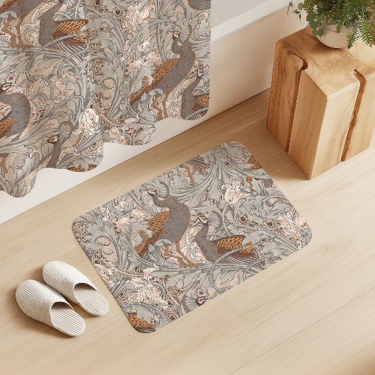 Pauwentuin in Saffraan Grijs Beige Badmat