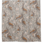 Pauwentuin in Saffraan Grijs Beige Douchegordijn (Voorkant)