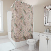 Pauwentuin in Sage Peach Blush Beige Douchegordijn (In situ)