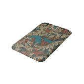 Pauwentuin in Tealblauw Roest Mosterd Beige Badmat (Gekanteld)
