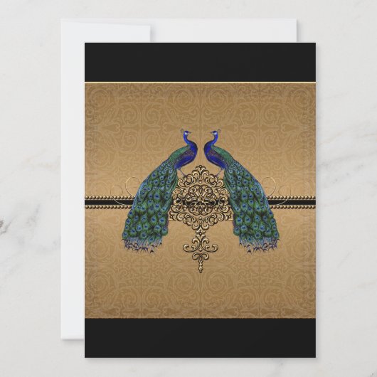 pauwenveer 7 - Formele elegante bruiloft Kaart (Achterkant)