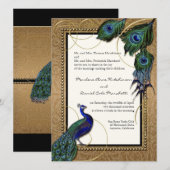 pauwenveer 7 - Formele elegante bruiloft Kaart (Voorkant / Achterkant)