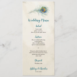  pauwenveer elegante boho Blauwgroen bruiloft Menu