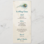 pauwenveer elegante boho Blauwgroen bruiloft Menu (Voorkant)