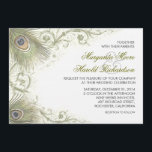 pauwenveren vintage bruiloft uitnodigingen<br><div class="desc">Mooie en klassieke huwelijksuitnodigingen op het linnen papiertype. Versierd met kleurrijke pauwenveren en  bloeit.</div>