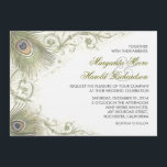 pauwenveren vintage bruiloft uitnodigingen<br><div class="desc">Mooie en klassieke huwelijksuitnodigingen op het linnen papiertype. Versierd met kleurrijke pauwenveren en  bloeit.</div>