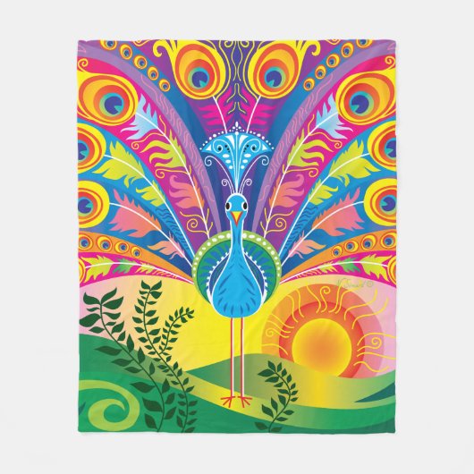 Pauwestaart Fleece Deken (Voorkant)