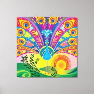 Pauwestaart Glans Canvas Afdruk