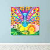 Pauwestaart Glans Canvas Afdruk (Insitu (Houten vloer))