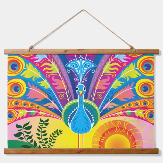 Pauwestaart Hangend Wandkleed (Voorkant)