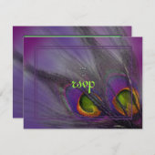 Pauwestaart uitnodigingen/psychedelische kleuren RSVP kaartje (Voorkant / Achterkant)