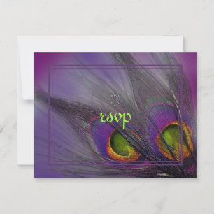 Pauwestaart veer uitnodigingen/psychedelische kleu RSVP kaartje