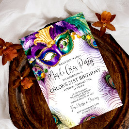 Pauwestaartmasker Mardi Gras Maskeradefeest Kaart