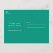 Pauwestaartveer Zand en Turquoise Boho Save the Da Aankondigingskaart (Achterkant)