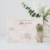 Pauwestaartveerreactie RSVP Kaartje (Staand voorkant)