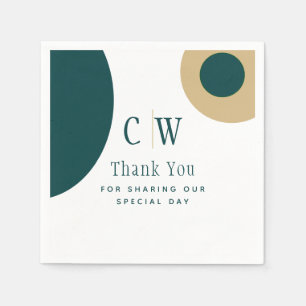 Pauwgroen Gouden Trouw Bedankt Servet
