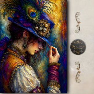 Pauwluikhoed Elegantie Vrouw Decoupage Tissuepapier