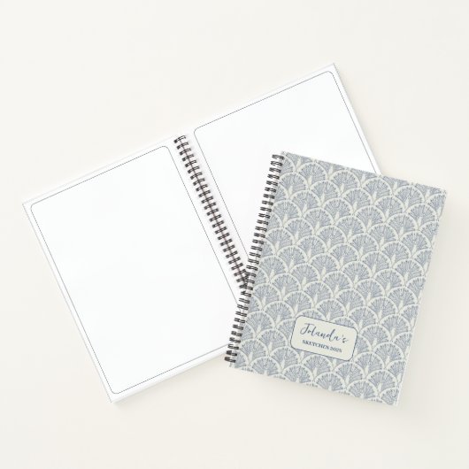 Pauwluis Schelp Patroon Blauw Wit Persoonlijk Notitieboek (Binnen)