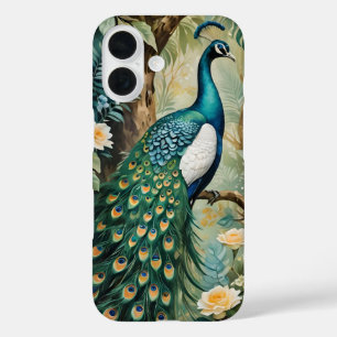 Pauwluwe bloemrijke paisley waterverf iPhone 16 hoesje