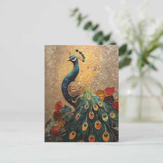 pauwmozaïek briefkaart (Staand voorkant)