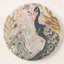 Pauwstaarten Gouden Glitter Love Blush Roos Zandsteen Onderzetter