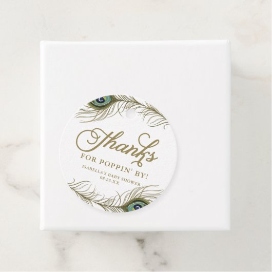 Pauwveer Baby Shower Bedank Champagne Bedankjes Labels (In situ)