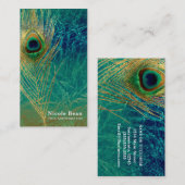 Pauwveer Blauw Teal Goud Boho Chic Glam Visitekaartje (Voorkant / Achterkant)