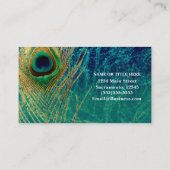 Pauwveer Blauw Teal Goud Boho Chic Glam Visitekaartje (Achterkant)