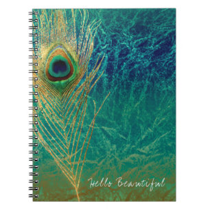 Pauwveer Blauwe Teal Gouden Glam Boho Chic Notitieboek