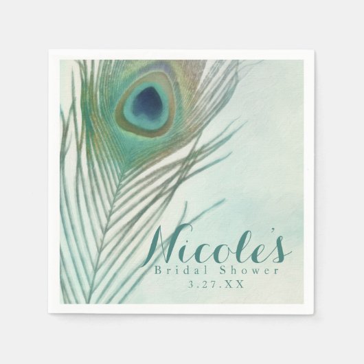 Pauwveer Boho Chic Aquarel Aangepaste Feest Servetten (Voorkant)