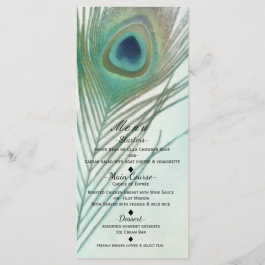 Pauwveer Boho Chic Waterverf Aangepast Menu (Voorkant)