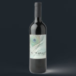 Pauwveer Boho Chic Waterverf Aangepaste Wijn Wijn Etiket<br><div class="desc">Pauwveer Boho Chic Waterverf Aangepaste Wijnlabels. Overeenkomende items zijn beschikbaar.</div>