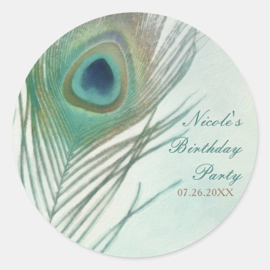 Pauwveer Boho Chic Waterverf Feest Favor Ronde Sticker (Voorkant)