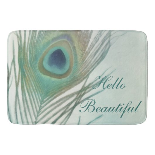 Pauwveer Boho Chic Waterverf Op Maat Badmat (Voorkant)