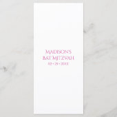 Pauwveer Chic Glitter Roze Bat Mitzvah Menu (Achterkant)
