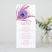 Pauwveer Chic Glitter Roze Bat Mitzvah Menu (Staand voorkant)