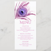 Pauwveer Chic Glitter Roze Bat Mitzvah Menu (Voorkant)