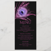 Pauwveer Chic Glitter Roze Bat Mitzvah Menu (Voorkant)