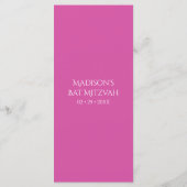 Pauwveer Chic Glitter Roze Bat Mitzvah Menu (Achterkant)